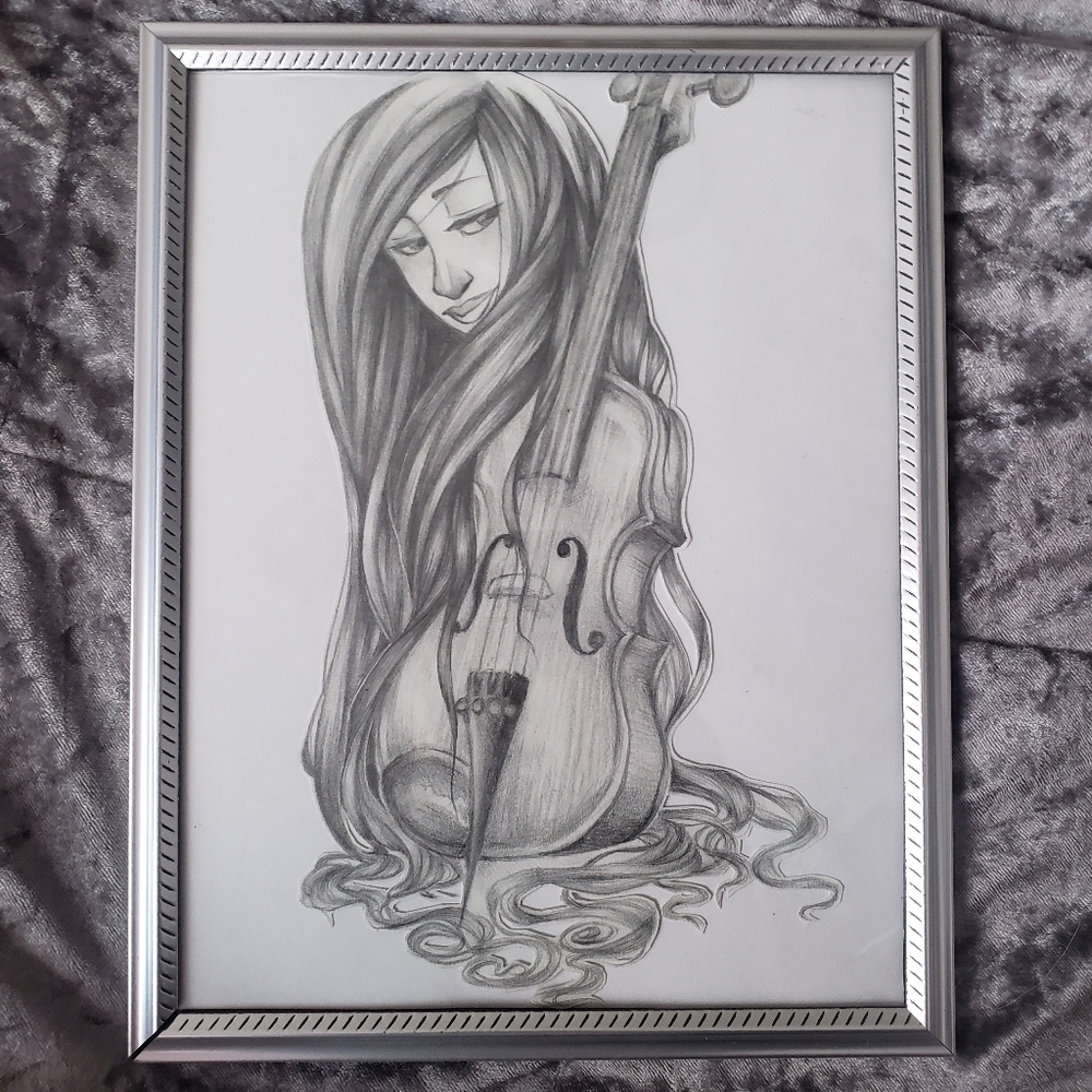 Sharp Portrait Violin Graphite original artwork